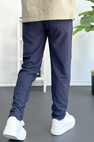 Edwox Чоловічі штани-джоггери з еластичним поясом з гофрованої тканини, сині Edw358