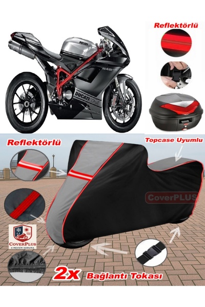CoverPlus Ducati 848 Evo Tarpaulin Topcase متوافق مع القماش المشمع للدراجات ا...