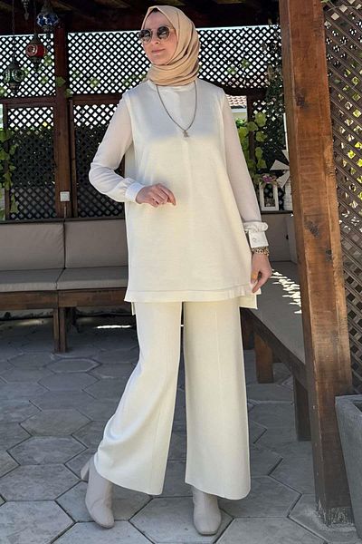 Rabia Şamlı Εσώρουχο Σετ με Παντελόνι Εκρού