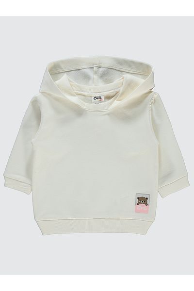 Civil Baby 6-18 Months Baby Girl Ecru Hooded Sweatshirt