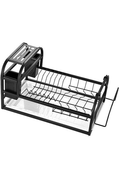 Quasar & Co. Dish Drainer, ®, Dripper With Drain Tray, 42x27x24 Cm, Metal/Plastic, Black