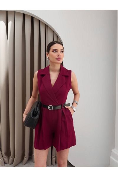 ESRAHELVACI Double Breasted Belted Shorts Jumpsuit
