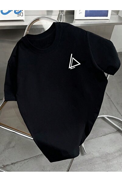 By Layina Tricou pentru bărbați cu imprimeu triunghiular și guler tip crewneck