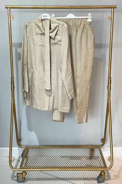 Nuss Belt Detail Trouser Suit 1050 Mink
