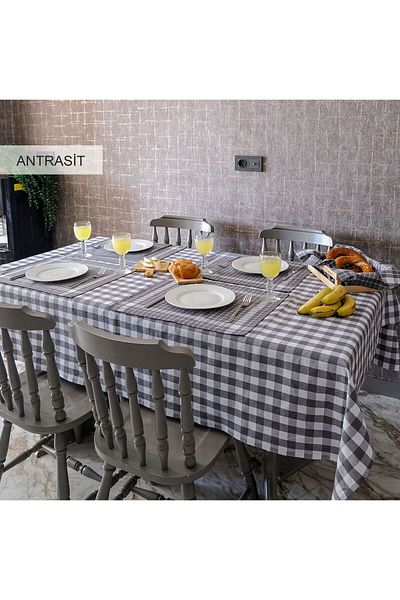 İyi Geceler İstanbul 100% bumbac Happy Days Minimal Natural Lemn Coș de pâine Set de veselă și picnic 7 buc.