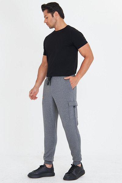 Marco Ferry Men's Cotton Cargo Pocket Sweatpants Anthracite Melange 5821-A