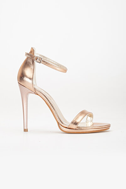 LİLLA Women's High Heeled Metallic Color Evening Dress Shoes
