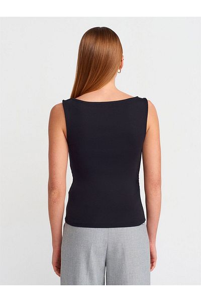 Dilvin Boat Neck Gathered Blouse