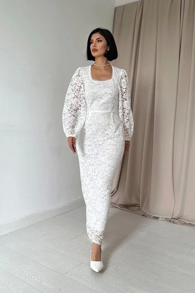 Butik White Guipure Detailed Lace Dress