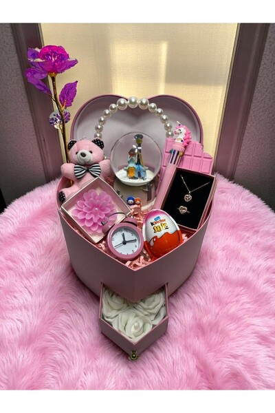 miraybutikhediyelikesya Sevgiliye hediye kutusu, pembe kalp kutu, müzikli kar...