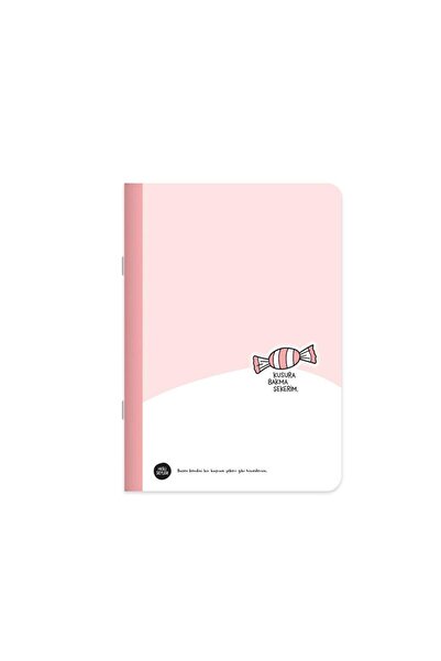 Hisli Şeyler Kareli Tel Dikişli Stickerli Defter 18,5 x 26 CM - Kusura Bakma Şekerim