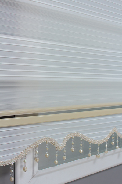 Naza Geniş Pliseli Alüminyum Kasa Ekru Boncuklu Zebra Stor Perde