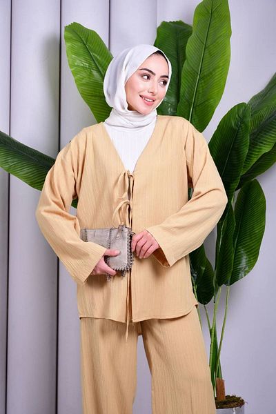 ZambakModa Kimono Set with Lacing Detailed Trousers