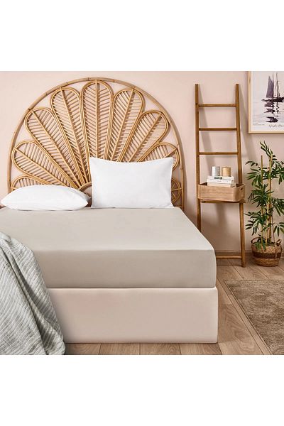 Evidea Soft Basic Single Fitted Sheet - Beige - 100X200 cm