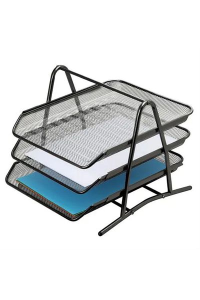 inox Paperwork Rack Metal Black 3-Piece Model