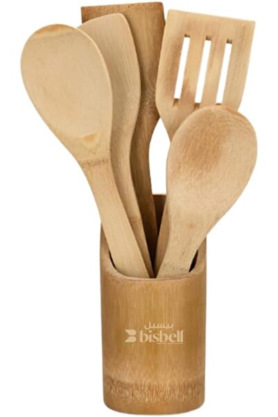 Bisbell مجموعة أدوات مطبخ أساسية من 6 قطع مصنوعة من خشب الخيزران الخالص