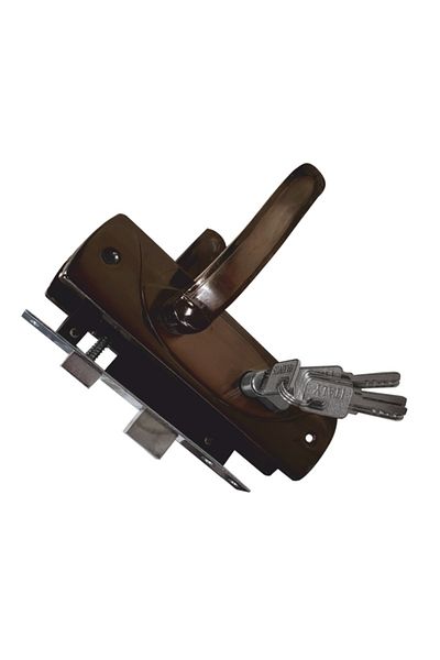 flores Complete lock, mortise, on the barrel, 5 keys, satin-smoke, model II, 57 mm