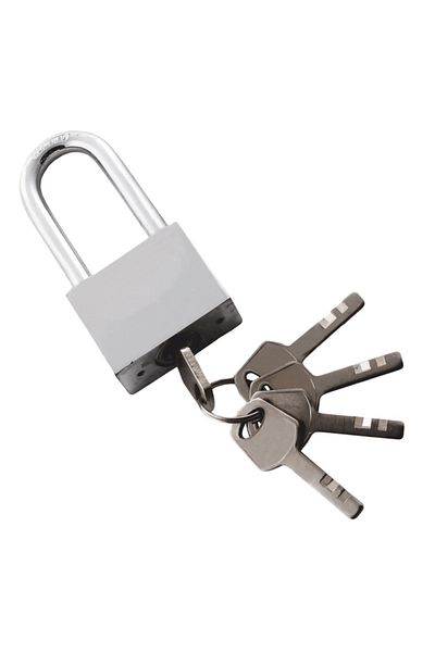 flores White padlock with large shackle, 50 mm