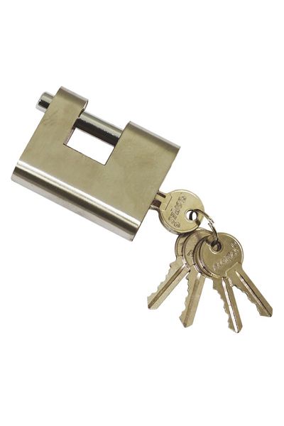 flores Rectangular stainless steel padlock with normal key, 80 mm