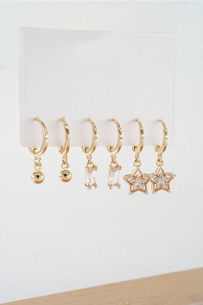 ARTEMİSİA Women's Vip Series Zircon Stone Mixed Figure 6-Piece Earring Set