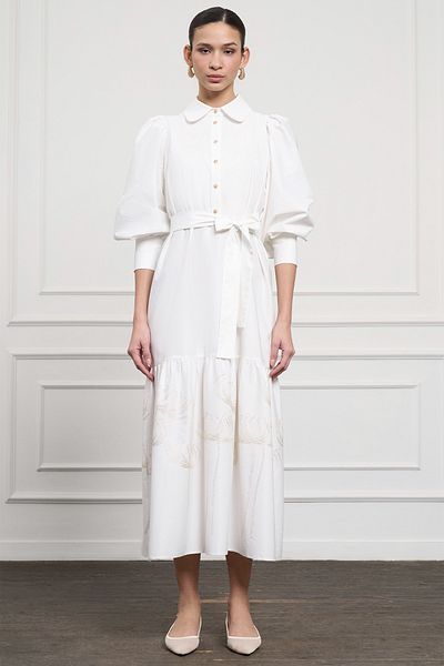 Nuss Button Detailed Dress 2051 Ecru