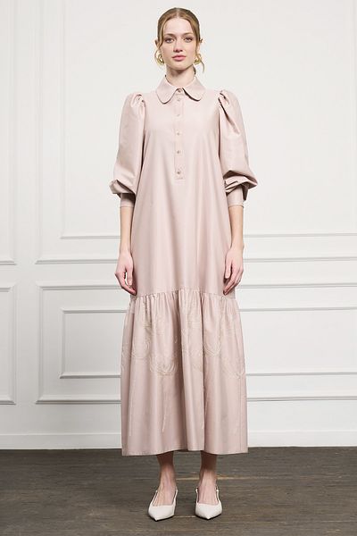Nuss Button Detailed Dress 2051 Beige