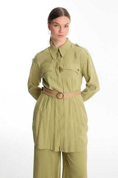 Zühre Shirt Collar Belted Çağla Double Suit Tk-1550