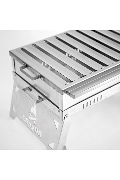 Enazon Orta Boy Paslanmaz Katlanır Pratik Mangal (YIKANABİLİR) 40 x 29 x 23 c...