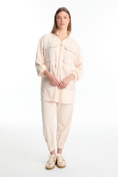 Zühre Ecru Sports Suit with Pocket Detail Tk-1498