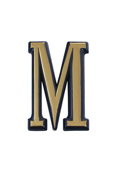 flores Plastic letter for gate / apartment, self-adhesive, gold, 100 mm, letter M