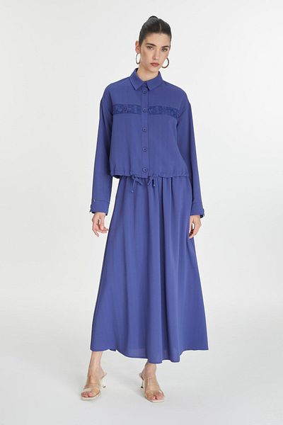 Zühre Lace Detailed Violet Double Suit Tk-1266