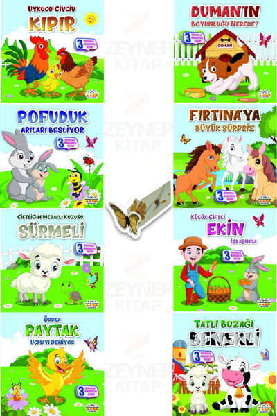 0-6 Yaş Yayınları 3 Boyutlu Hareketli Kitaplar Serisi 8 Kitap Set(Hareketli K...