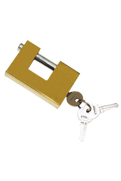 flores Rectangular bronze padlock, 80 mm
