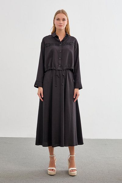 Zühre Lace Detailed Black Double Suit Tk-1266