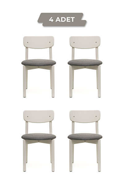 Tunçay Sandalye Keynote Beyaz Ahşap 4'lü Demonte Kaymaz Ayaklı Ahşap Sandalye...