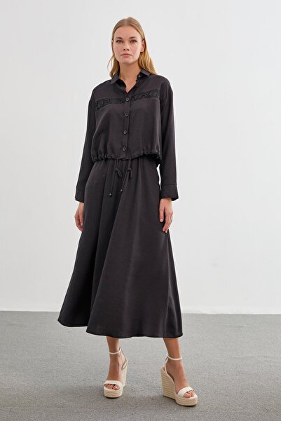 Zühre Lace Detailed Black Double Suit Tk-1266