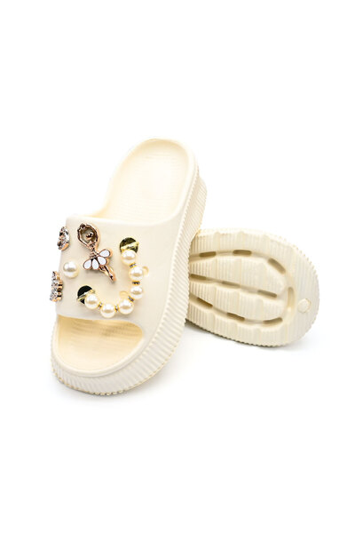 Tmall Women's Slippers, With Platform And Accessories, Foam, Pd1028, Beige