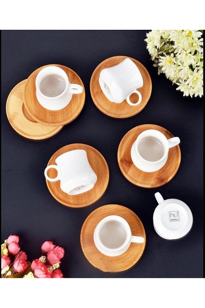 Paçi Coffee Cup Set of 6 Bamboo Plates