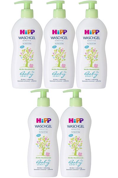 Hipp Babysanft Baby Hair and Body Bath Gel 400ml (Set of 5)