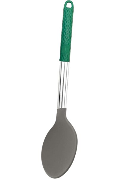 Bisbell ملعقة تقديم من السيليكون، بمقبض أخضر وقبضة محكمة، أداة مطبخ، BB3733