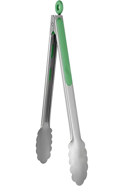 Bisbell ملقط مطبخ من الفولاذ المقاوم للصدأ، بمقبض أخضر، مقاس 14 بوصة، ملقط، سلسلة سولو الخضراء، BB3753