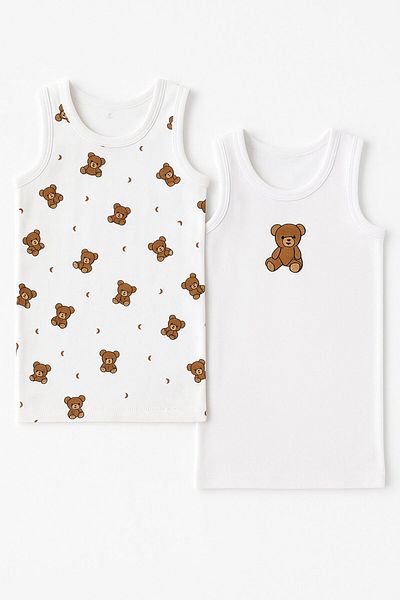 Katia&Bony Katiya&Bony Child 2-Pack Undershirt with Teddy Print