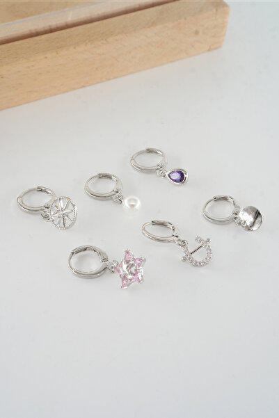 ARTEMİSİA Women's Vip Series Zircon Stone Mixed Figure 6-Piece Earring Set