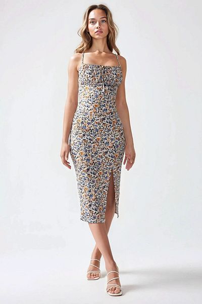 Hiccup Φόρεμα Bodycon Midi με λεπτομέρεια με λουλουδάτο σχέδιο