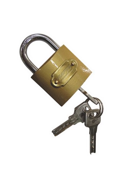 flores Yellow padlock with fingerprint key, 38 mm, 12 pcs / box
