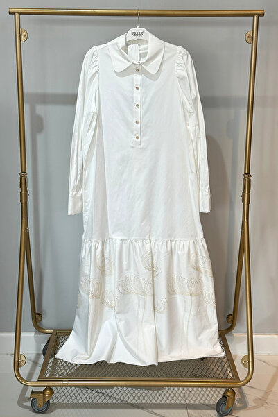 Nuss Button Detailed Dress 2051 Ecru