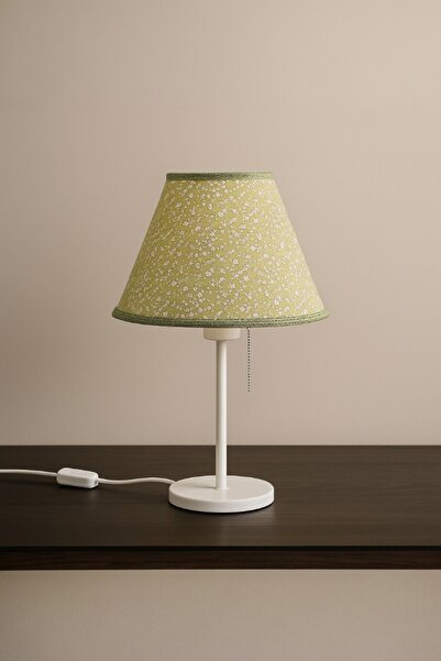 oceanpoint Yeşil Çiçek Desenli Kumaş Abajur, Zincirli Anahtarlı Masa Lambası,...