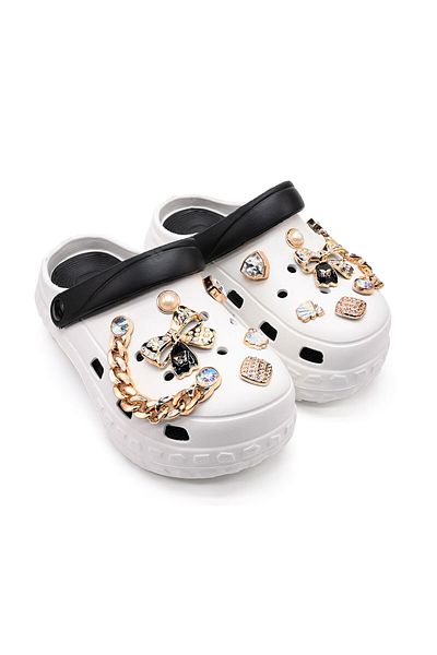 Tmall Women's Slippers, With Platform And Accessories, Foam, Pd1027, White And Black