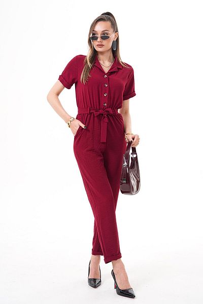 ŞİMAL Women's Collared Button Detailed Jumpsuit 250376