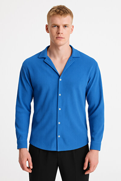 Altamira Ανδρικό μακρυμάνικο οθωμανικό πουκάμισο Indigo